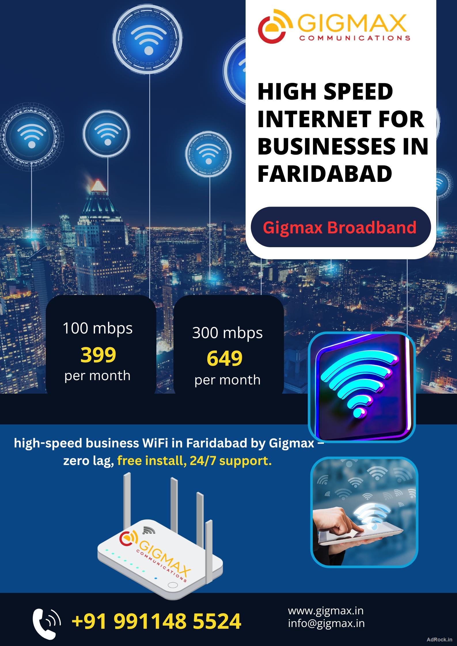 High Speed Internet for Businesses in Faridabad –Choose Gigmax WiFi