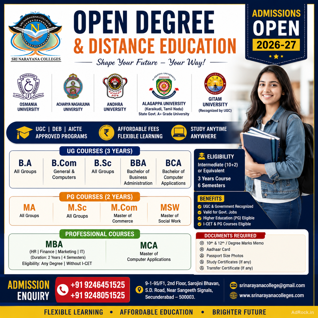 UGC DEB Approved Degree Admissions open 