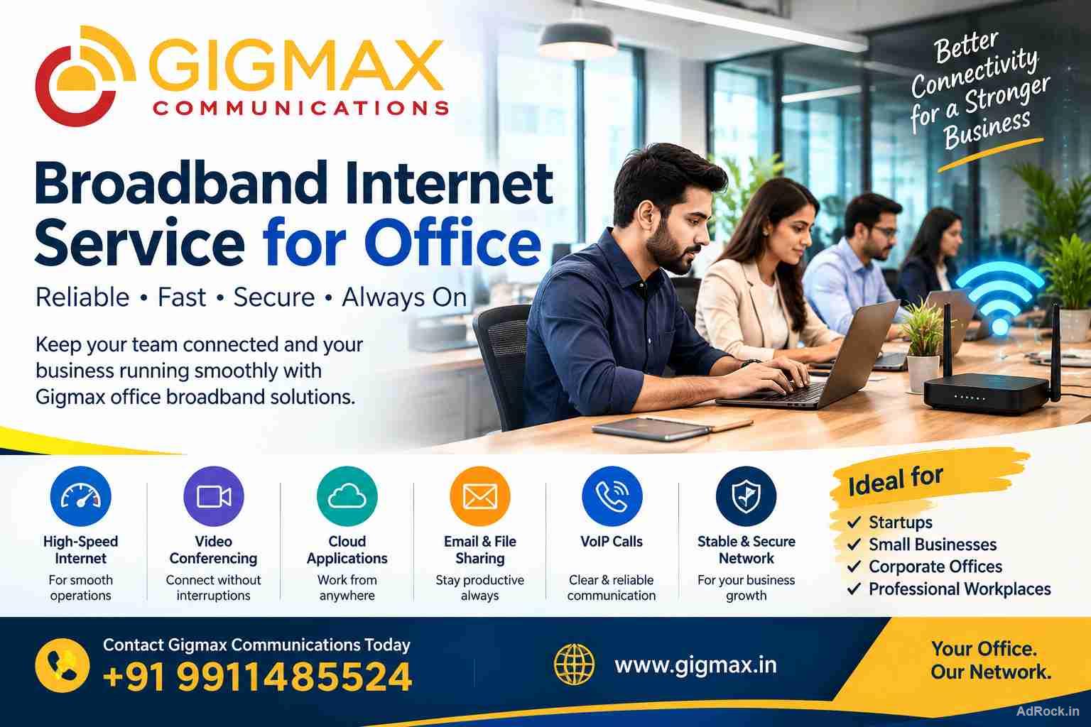 Broadband Internet Service for Office | +91 9911485524 – Gigmax