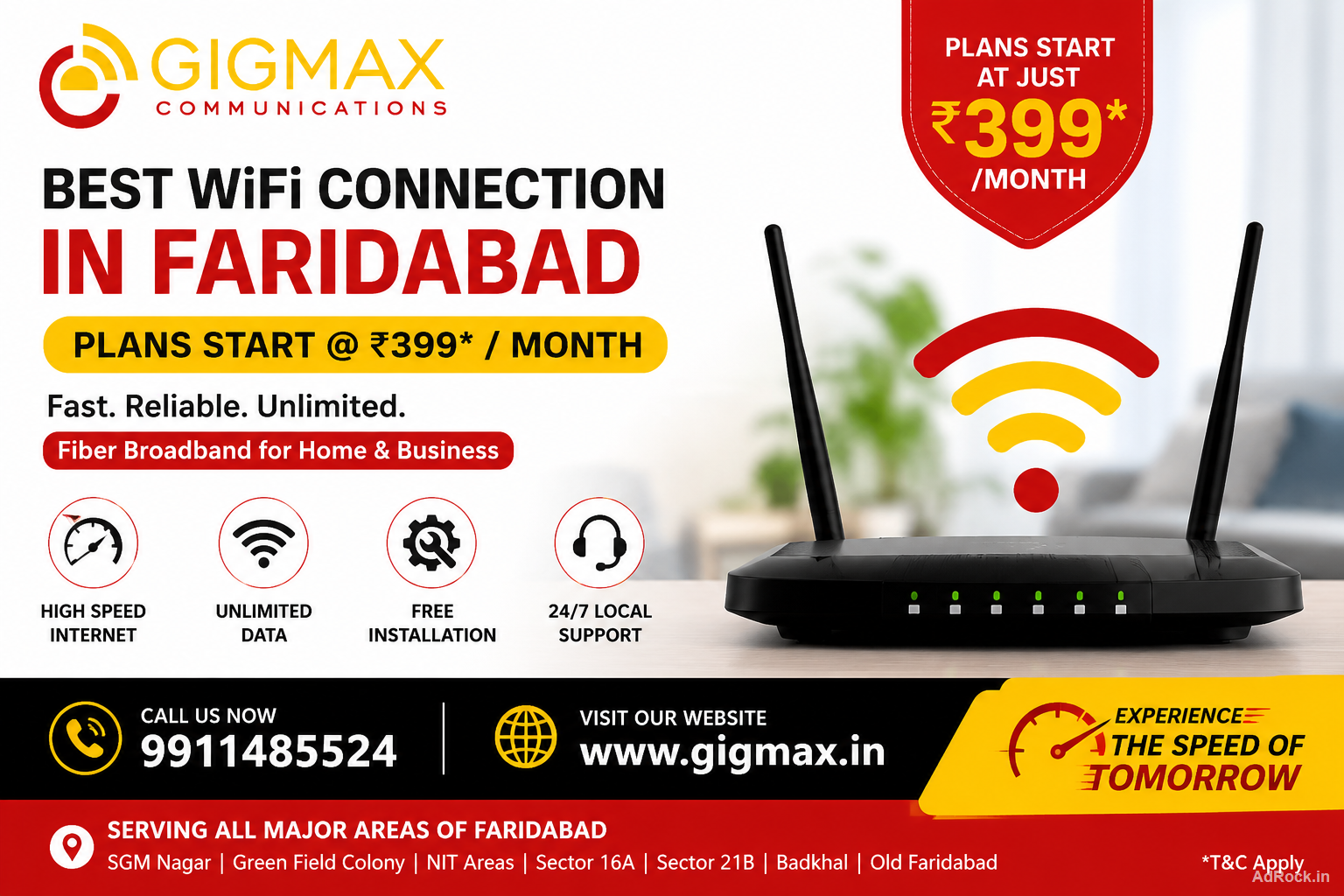 Best WiFi Connection in Faridabad Starting at ₹399*/Month | Gigmax Fiber Internet