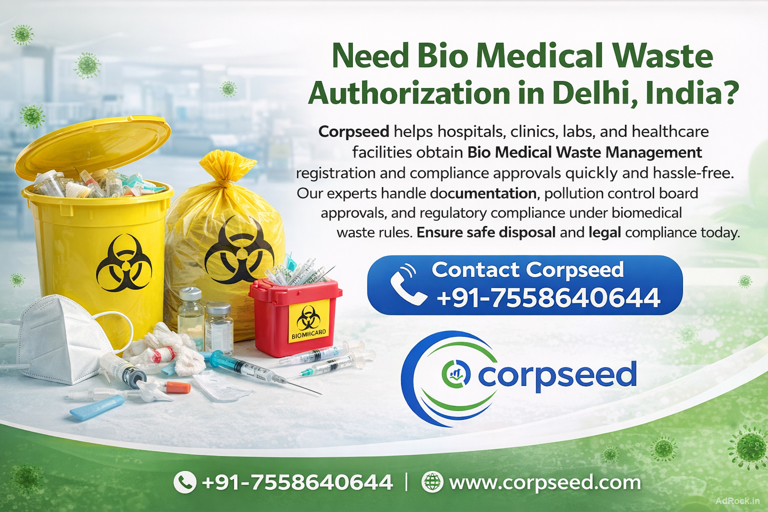 Bio Medical Waste Management Authorization in Delhi – Apply Online with Corpseed Experts