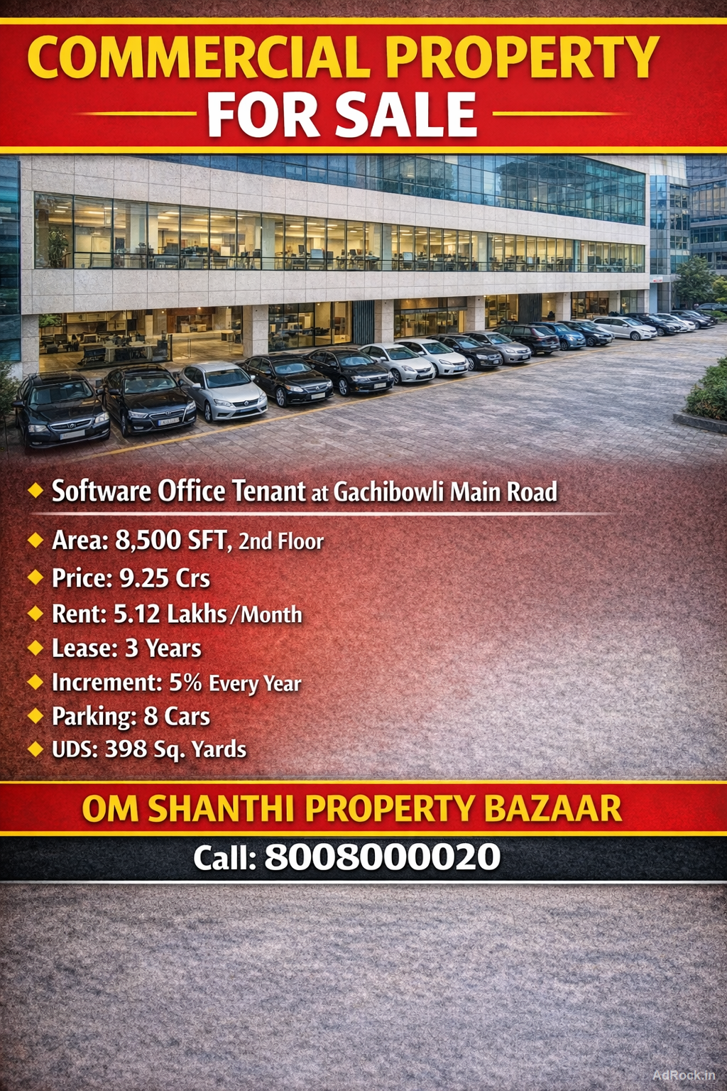 Sale of commercial property withSoftware office at Gachibowli main road