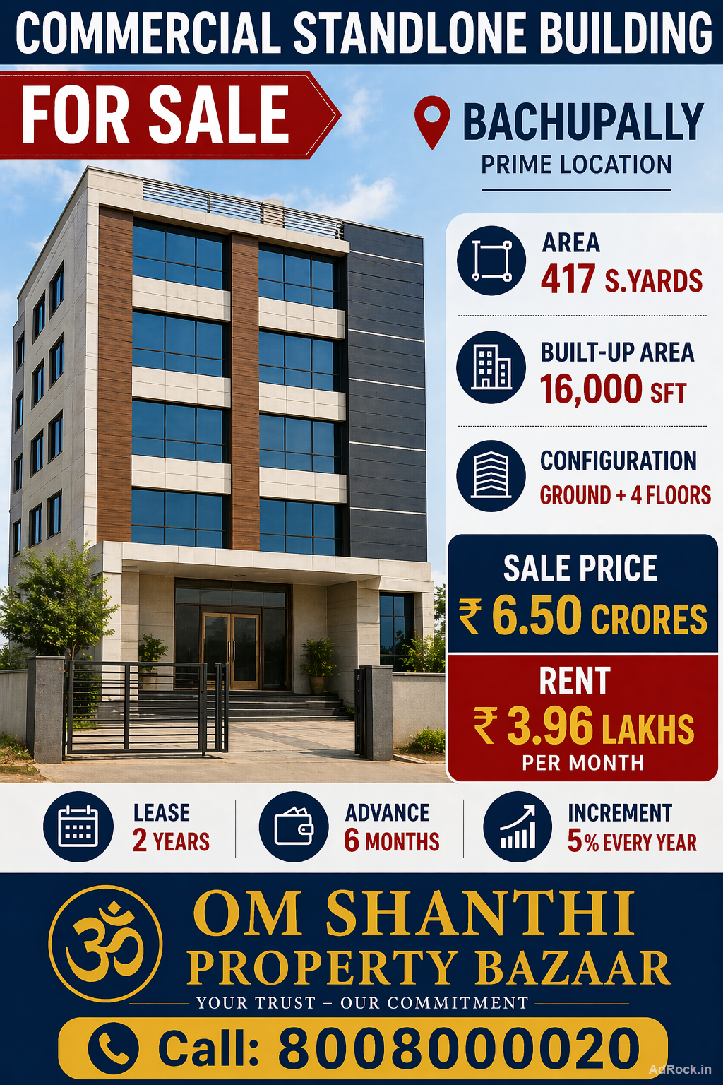 SALE OF COMMERCIAL STANDLONE BUILDING WITH EDUCATIONAL INSTITUTE AT BACHUPALLY