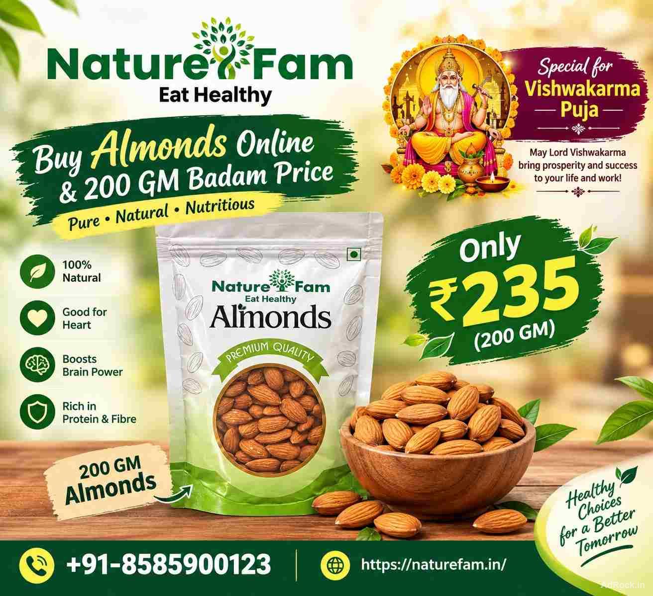 Buy Almonds Online & 200 GM Badam Price | Naturefam