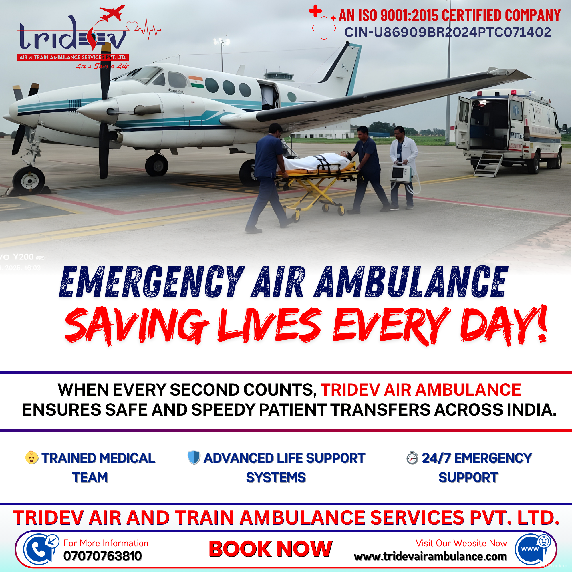 Tridev Air Ambulance Services in Delhi-Our Life Support Systems for Patient Safety Tridev Air Ambulance Services in Delhi-Our Life Support Systems for Patient Safety