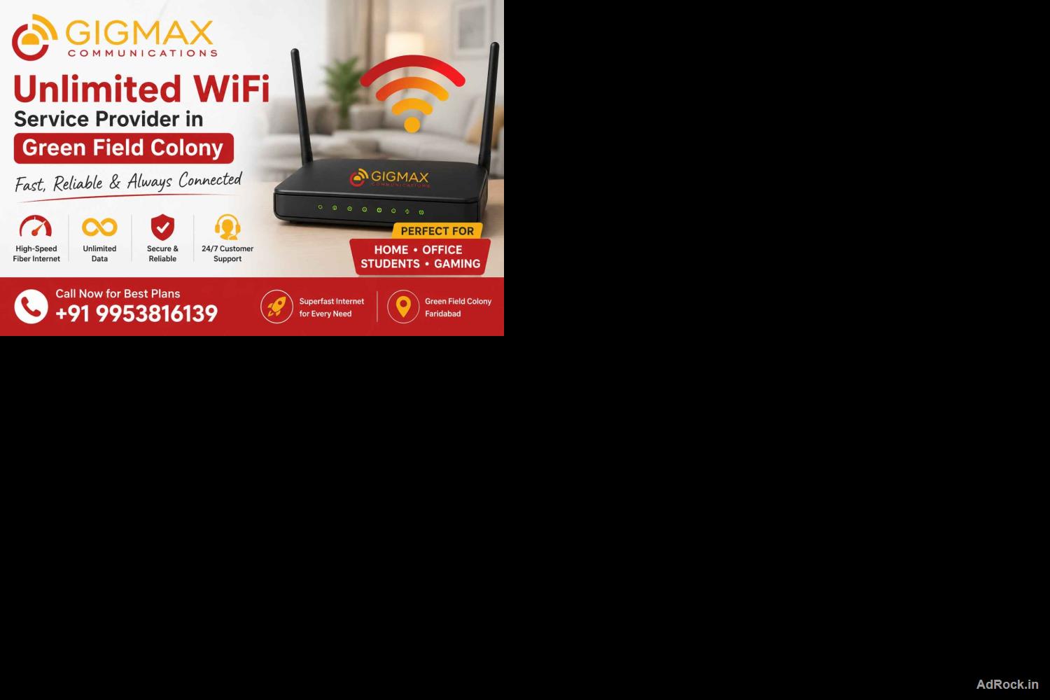 Unlimited WiFi Service Provider in Green Field Colony – GIGMAX