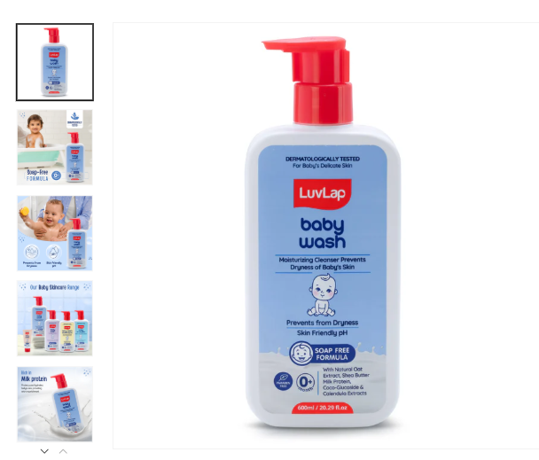 LuvLap Baby Wash 600ml | Milk Protein & Oatmeal | Soap Free & Paraben Free