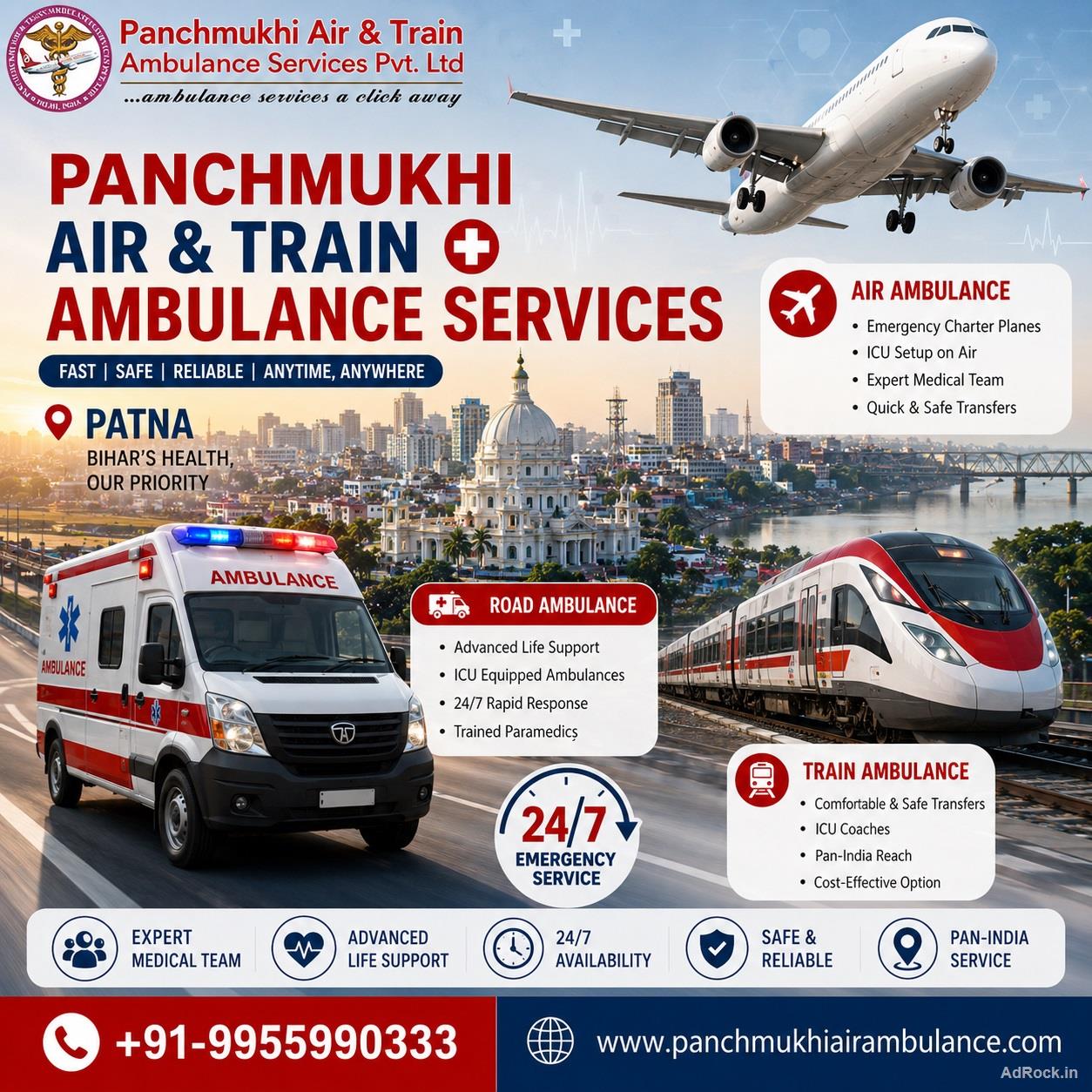Panchmukhi Air and Train Ambulance in Patna- Quick and Safe Transfer