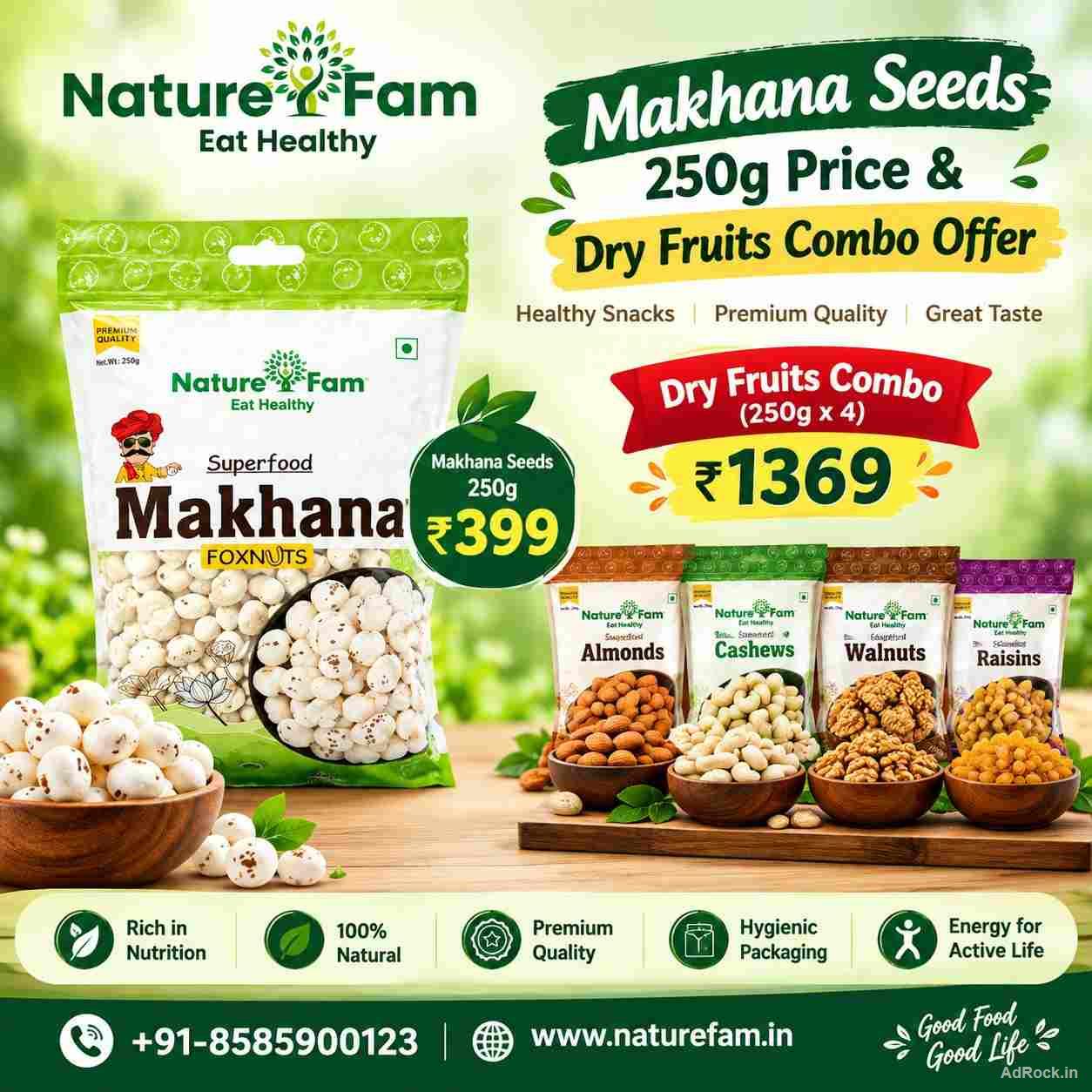 Makhana Seeds 250g Price & Dry Fruits Combo Offer | Naturefam