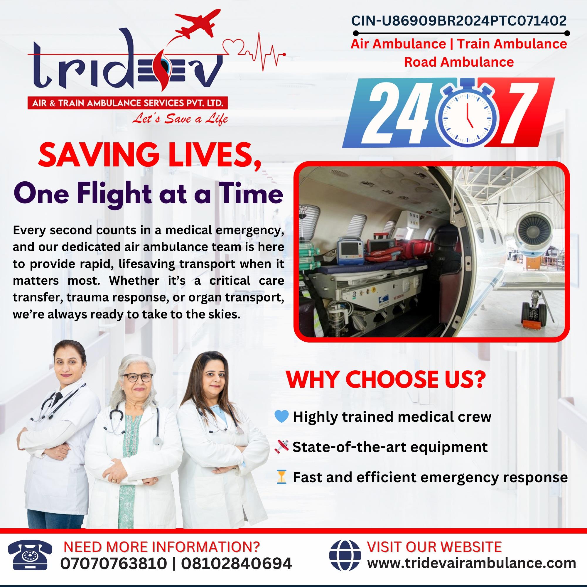 Tridev Air Ambulance Services in Patna for Trauma Patients