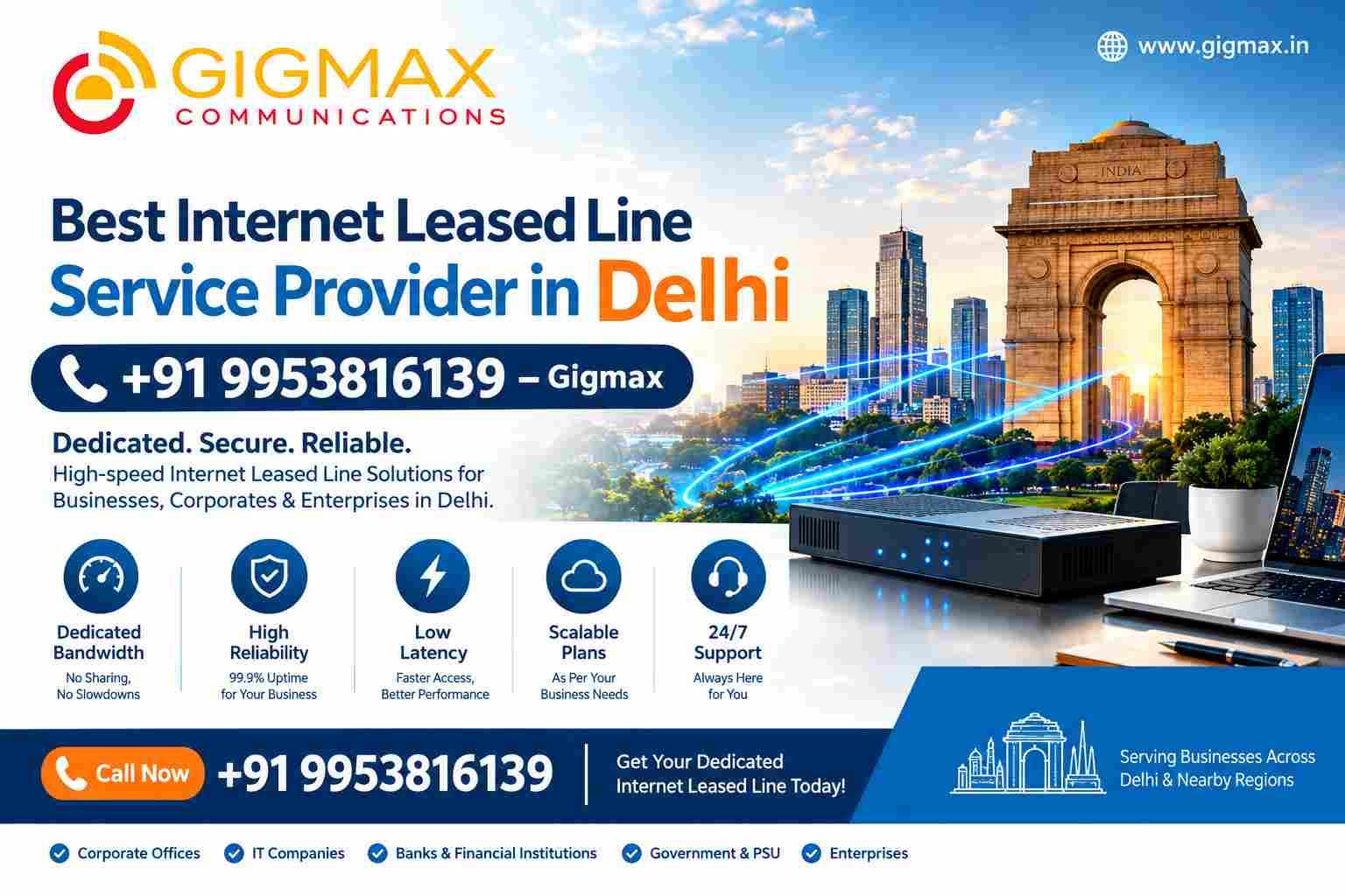 Best Internet Leased Line Service Provider in Noida | +91 9953816139 – Gigmax 