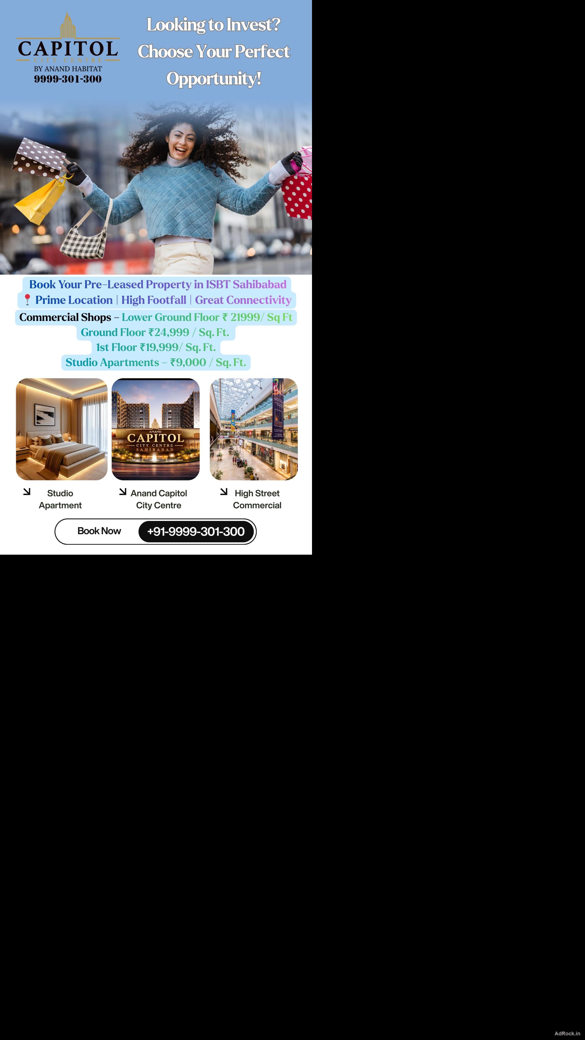 Anand Capitol City Centre By Anand Habitat | Sahibabad, Vasundhara, Ghaziabad 💰 Investment Starting @ ₹50.58 Lakh*