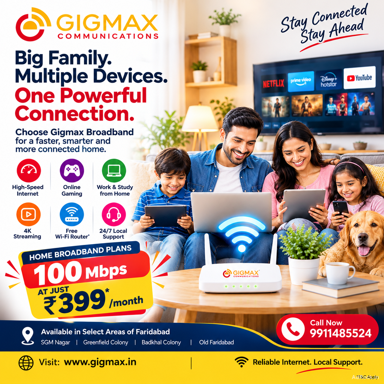 Best WiFi in Faridabad for Home – Gigmax Broadband