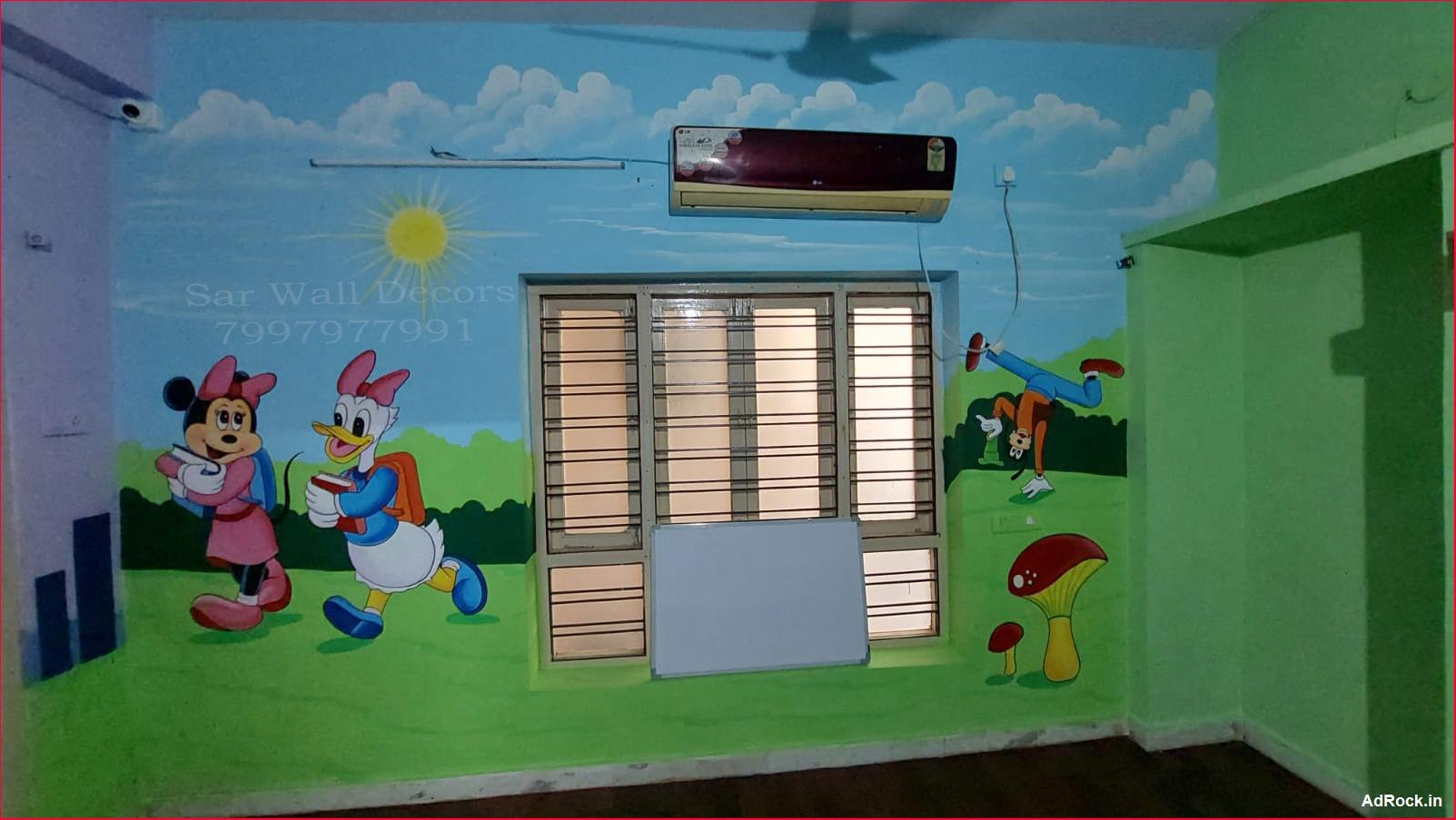 Play School Cartoon Wall Painting