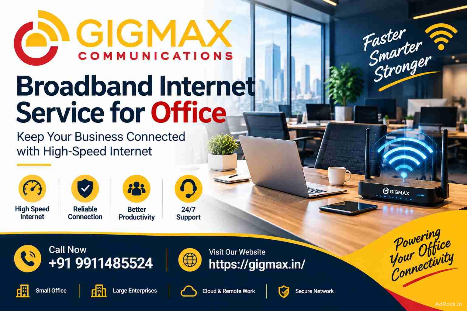 Broadband Internet Service for Office | +91 9911485524 – Gigmax 